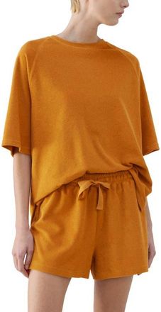 Mango Cotton Blend Terry Pajama Top in Orange at Nordstrom, Size Medium