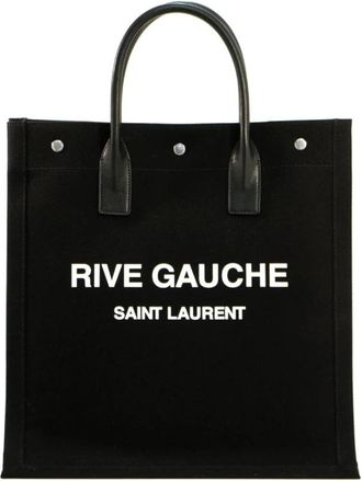 Saint Laurent Rive Gauche Logo Tote Bag - Dames - Shoppers - Zwart - ONE Size - Tassen