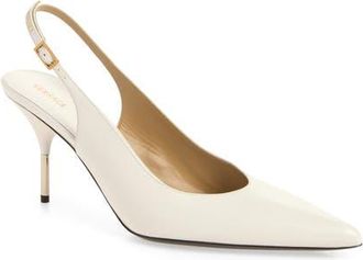 Versace Slingback Pump in White Gold Palladium at Nordstrom, Size 38.5