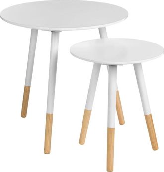 Premier Housewares Interiors by Premier Stylish And Elegant Design Set Of Two White Round Side Tables, Durable And Sturdy Side Tables, Small Tables
