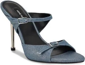 Nine West Reida Stiletto Sandal in Silver Denim at Nordstrom Rack, Size 9.5