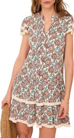Mint Velvet Soft Petal Ruffle Mini Dress in Burgundy at Nordstrom, Size X-Small