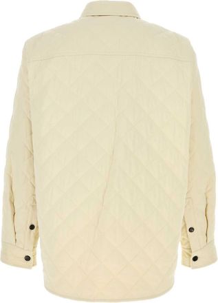 Bottega Veneta Mens Quilted Tech Cotton Jacket Beige Nylon
