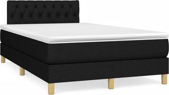 vidaXL Cama Box Spring Con Colch&oacute;n Y Luces Led Tela Negro 120x190 Cm Vidaxl
