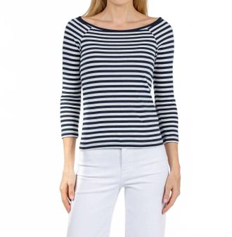 Nation Ltd Danika Scoopneck Tee In Navy City Stripe