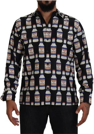 Dolce & Gabbana Elegante zijden overhemd met lange mouwen - Heren - Casual Overhemden - Zwart - XS - Overhemden