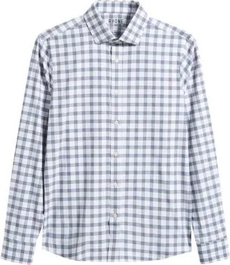 Rhone State of Mind Slim Fit Check Button-Up Shirt in Shadow Blue Plaid at Nordstrom, Size Xx-Large