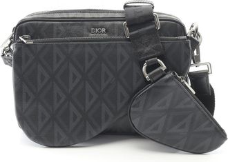 Dior Black Coated Canvas Leather Shoulder Bag (Pre-Owned)