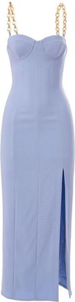 Carolina Herrera Zijden midi-jurk met kettingbandje - Blauw