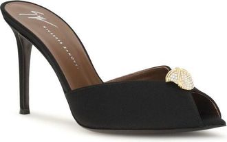 Giuseppe Zanotti Womens Intrigo Cocktail Mule Black Calf Leather Bos Heels