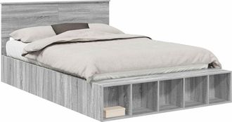 vidaXL Estructura De Cama Con Estante Manual Gris Sonoma 150 X 200 Cm Vidaxl