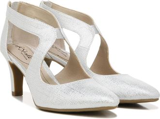 Life Stride Giovanna 2 Pump Womens Silver Almond Toe Block Heel ZOGG3636