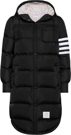 Thom Browne Ripstop parka met 4 strepen - Zwart