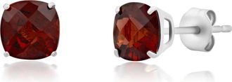 MAX + STONE 14k Yellow or White Gold 6MM Cushion Cut Gemstone Solitaire Gemstone Studs