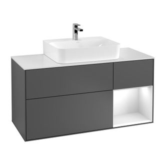 Villeroy & Boch Villeroy&boch - Finion, Muebles De Ba&ntilde;o, 1200 X 603 X 501 Mm, Angular, Con Estanter&iacute;a (iluminada), Modelo Suspendido, En Madera, Lavabo En El Medio, I
