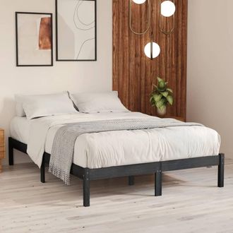 vidaXL Estructura De Cama Sin Colch&oacute;n Madera Maciza Gris 200x200 Cm Vidaxl