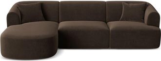 Cosmopolitan Design Sof&aacute; esquinero izquierdo modular 4 plazas de terciopelo chocolate