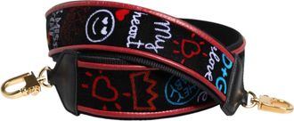 Dolce & Gabbana Black Cotton Printed Women Bag Accessory Shoulder Strap Calf Lamb