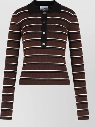 Ganni striped wool polo sweater