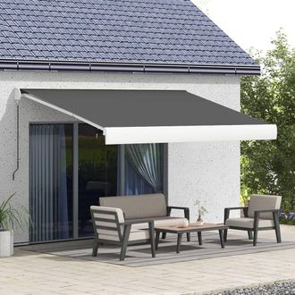 OUTSUNNY Electric Retractable Awning Sun Canopies for Door Window in Light Grey