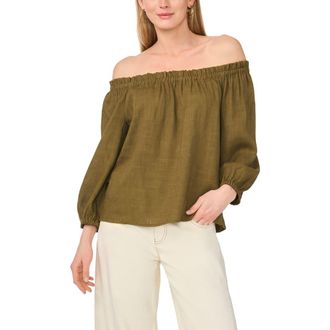 Vince Camuto Off the Shoulder Puff Sleeve Top in Olive at Nordstrom Rack, Size X-Small