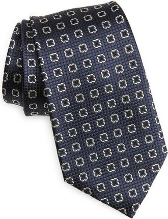 Ermenegildo Zegna Geometric Silk Tie in Navy Fan at Nordstrom