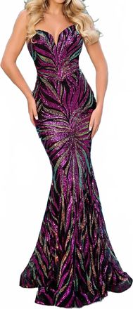Portia & Scarlett Mermaid Gown In Black/ Hot Pink