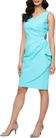 Alex Evenings Contour Collection Side Ruched Cocktail Dress in Caribbean Blue at Nordstrom Rack, Size 6