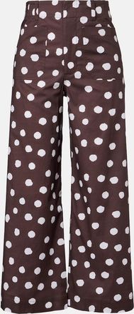 Adriana Degreas Pantalones anchos en mezcla de algod&oacute;n con lunares