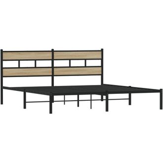 vidaXL Estructura De Cama Sin Colch&oacute;n Metal Roble Sonoma 180x200 Cm Vidaxl
