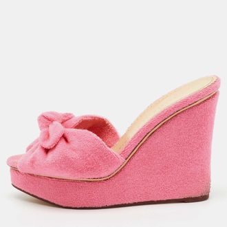 Charlotte Olympia Pink Terry Cloth Jayne Platform Wedge Sandals