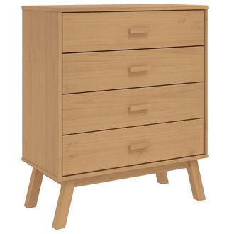 vidaXL Mesita De Noche Olden Madera Maciza De Pino Marr&oacute;n Vidaxl