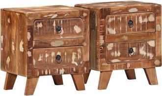 vidaXL Vidaxl - Mesilla de noche 2 uds 40x32x46 cm madera maciza reciclada