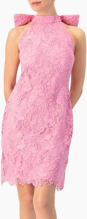 Ivonne Lace Halter Bow Mini Dress in Pink at Nordstrom, Size 10