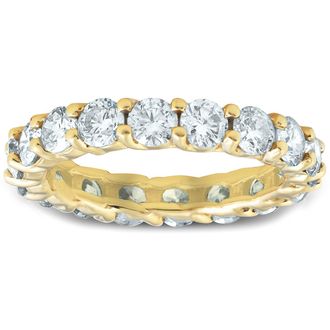 Pompeii3 3Ct Diamond U Prong Eternity Ring Wedding Anniversary Band 14k Yellow Gold