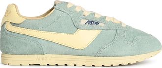 Autry Windspin Low Sneakers In Suede And Light Blue Fabric