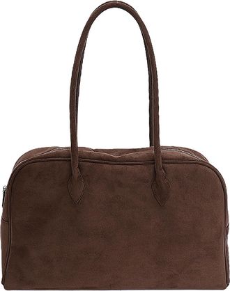 Generic Womens Casual Suede Shoulder Bag, Large Capacity Tote Bag, Smooth Zipper Closure, Suitable for Daily Outings, Shopping and Work Commutes (coffee,41 * 