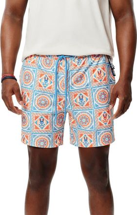 Psycho Bunny Frank All Over Swim Trunks in Blue Danube at Nordstrom, Size Xx-Large