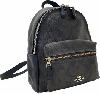Coach Black Dark Brown Pvc Leather Backpack (Pre-Owned)