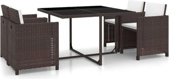 vidaXL Set De Comedor Jard&iacute;n 5 Pzas Y Cojines Rat&aacute;n Sint&eacute;tico Marr&oacute;n Vidaxl