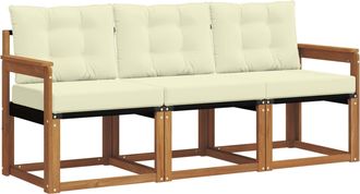 vidaXL Conjunto De Sof&aacute;s De Exterior 3 Uds. Natural Y Crema Vidaxl