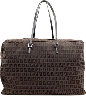 Fendi Zucchino Brown Canvas Tote Bag (Pre-Owned)
