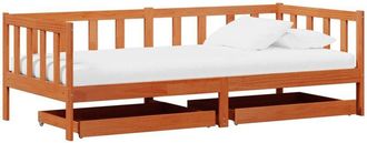 vidaXL Cama D&iacute;a Con Cabecera 3 Pcs Marr&oacute;n Cera Madera De Pino Macizo Vidaxl