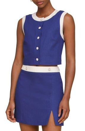 Avec Les Filles Colorblock Crop Vest in Navy at Nordstrom Rack, Size Medium