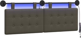 vidaXL Cabecero Colgante Con Luz Led Gris Cuero Sint&eacute;tico Vidaxl
