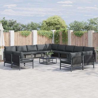 vidaXL Conjunto De Sof&aacute; De Jard&iacute;n 14 Pcs Antracita Acero Vidaxl