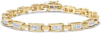 House of Brilliance 10K Yellow Gold 2.0 Ctw Invisible-Set Princess Diamond Rectangular Link Bracelet at Nordstrom