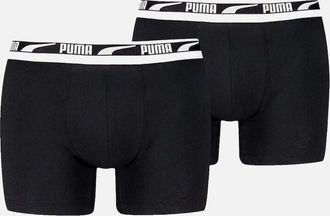 Puma Mens 2-Pack Everyday Multi Logo Boxer Briefs, Black - Black/Black - Size: 37/36/32