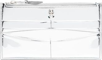 Alexander McQueen Skull metallic card-holder - women - Polyurethane - One Size - Silver