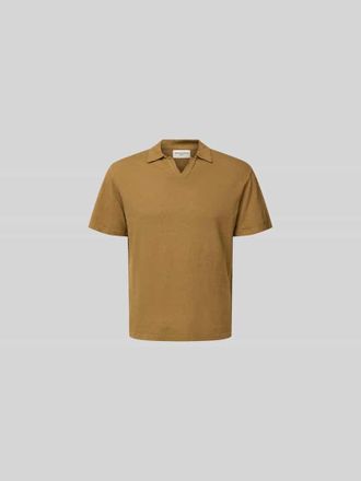 Officine G&eacute;n&eacute;rale Poloshirt mit V-Ausschnitt in Camel, Gr&ouml;&szlig;e XL